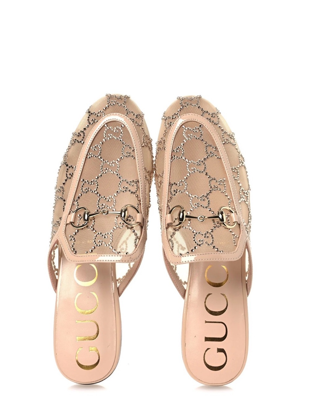 GUCCI Patent Mesh Crystal GG Monogram Womens Princetown Slippers 37 EU - Picture 4 of 4